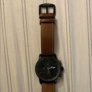 Aldo Black Dial with Tan Leather Strap Watch